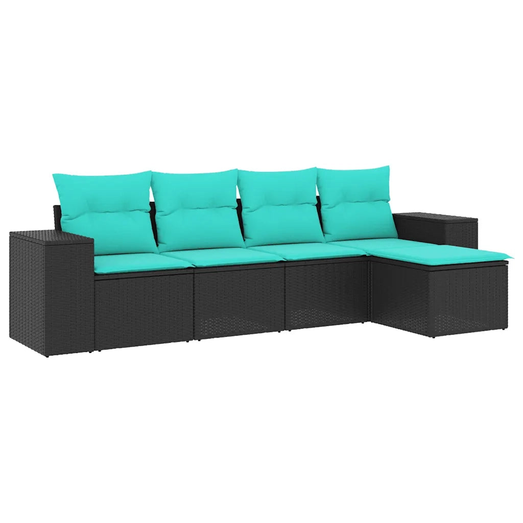 Salotto da Giardino-Set Divani da Giardino 5 pz con Cuscini Nero in Polyrattan 509677