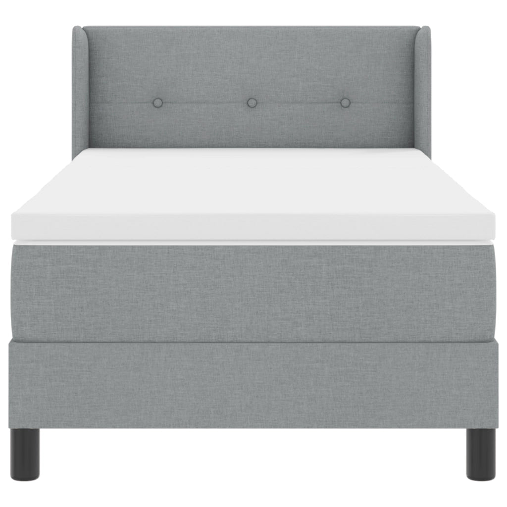 Letto a Box Spring con Materasso Grigio Chiaro 90x190 cm in Tessuto
