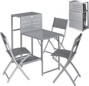 ® Set di Mobili Balcone 3 Sedie Tavolo Pieghevole Salvaspazio in Acciaio Verniciato Salottino Giardino Terrazze Grigio