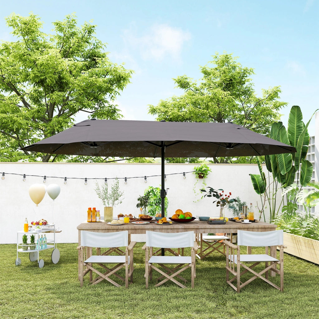 Ombrellone da balcone 455x265 cm con manovella, UV e vento ¨C zephmum ¨C Grigio