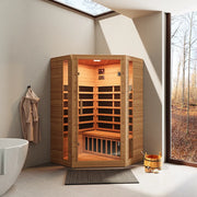 Sauna ad infrarossi 122x122 CM H188 in legno Hemlock con radio integrata | Tampere