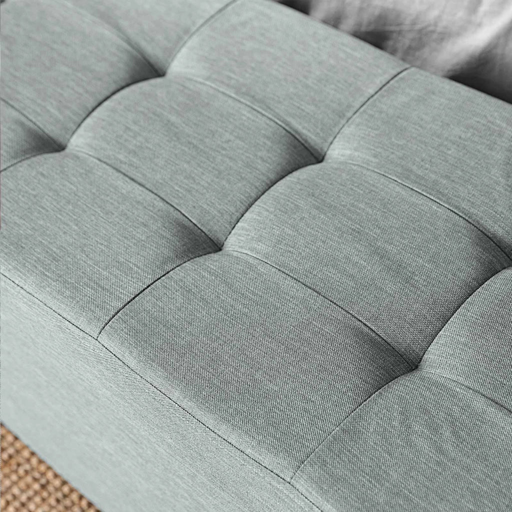 Panca/sgabello contenitore pieghevole imbottito con coperchio gambe in legno massello salvaspazio capacità 65L portata 300kg per camera da letto/corridoio grigio chiaro 12_0003152