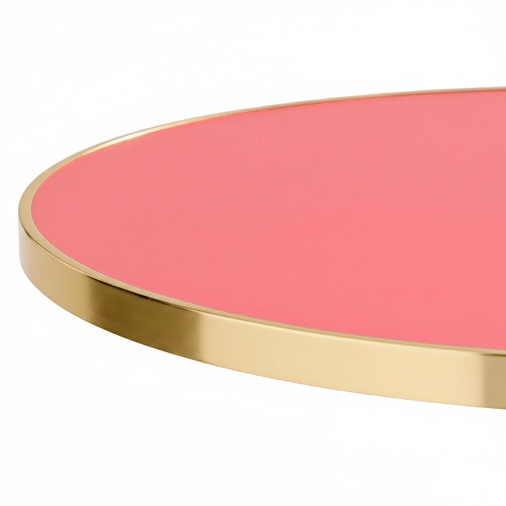 Piano tavolo rotondo in rosso opaco con lampone oro 60 cm