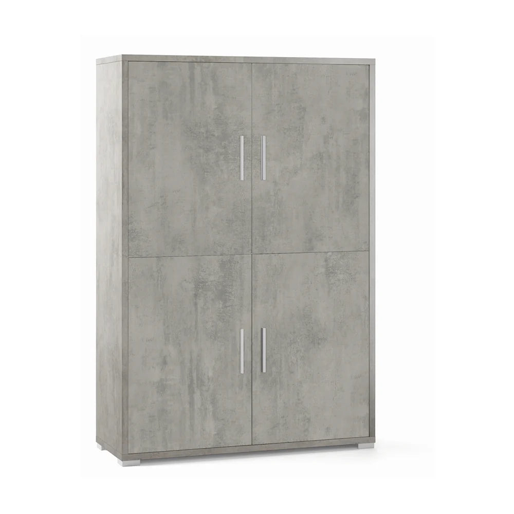 Armadio mobile 4 ante 108x41x161H cm in kit di montaggio colore Cemento