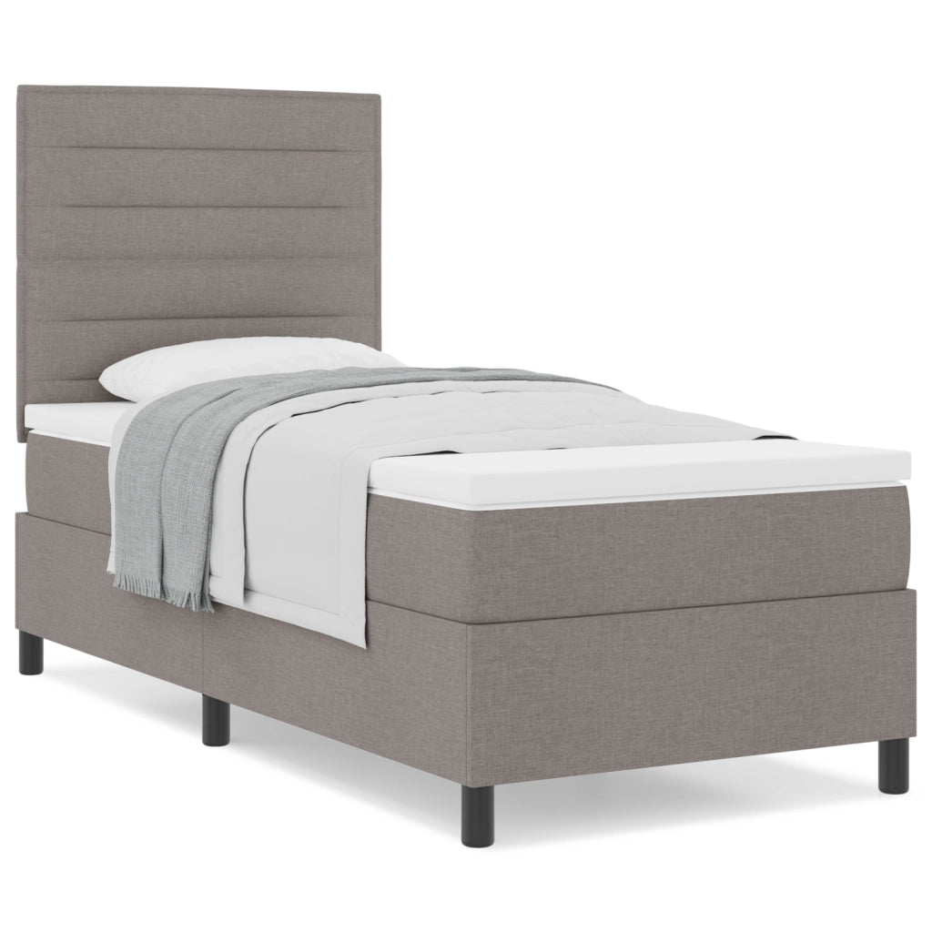 Letto a molle con materasso taupe 100x200 cm in tessuto