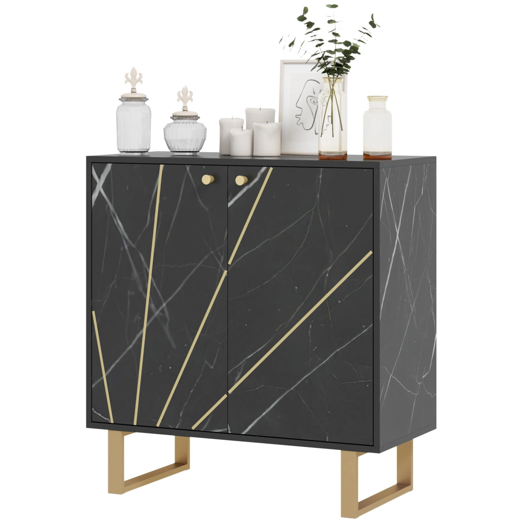 Tavolo da cucina ¨C zephmum ¨C nero, effetto marmo, metallo, 76x35x77 cm
