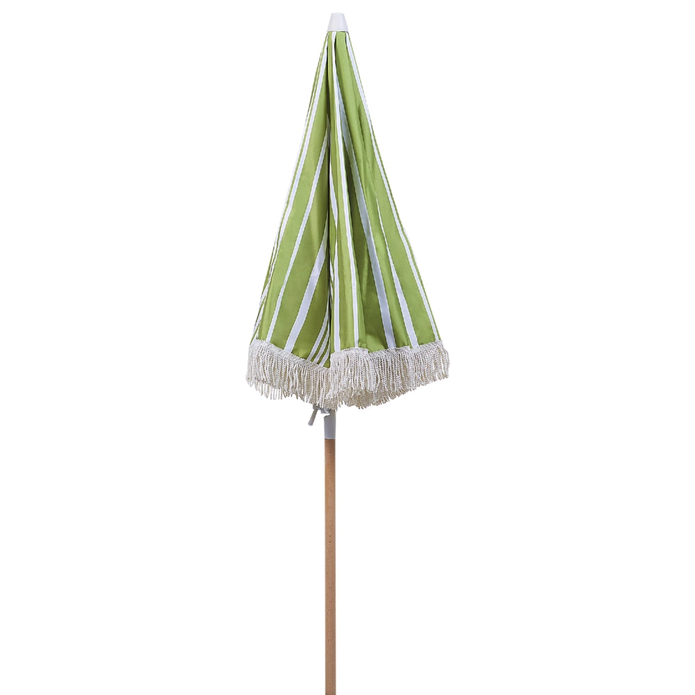 Ombrellone giardino tessuto bianco palo in legno faggio 150 cm Ombrellone esterno rotondo giardino retrò inclinabile resistente ai raggi UV
