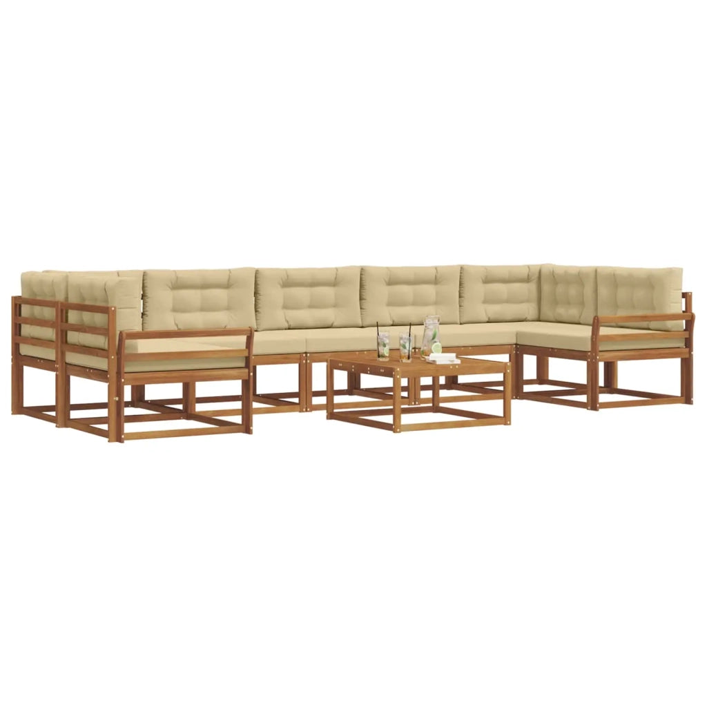Set di divani da esterno con cuscino 8 pcs Naturale e Beige 3367336