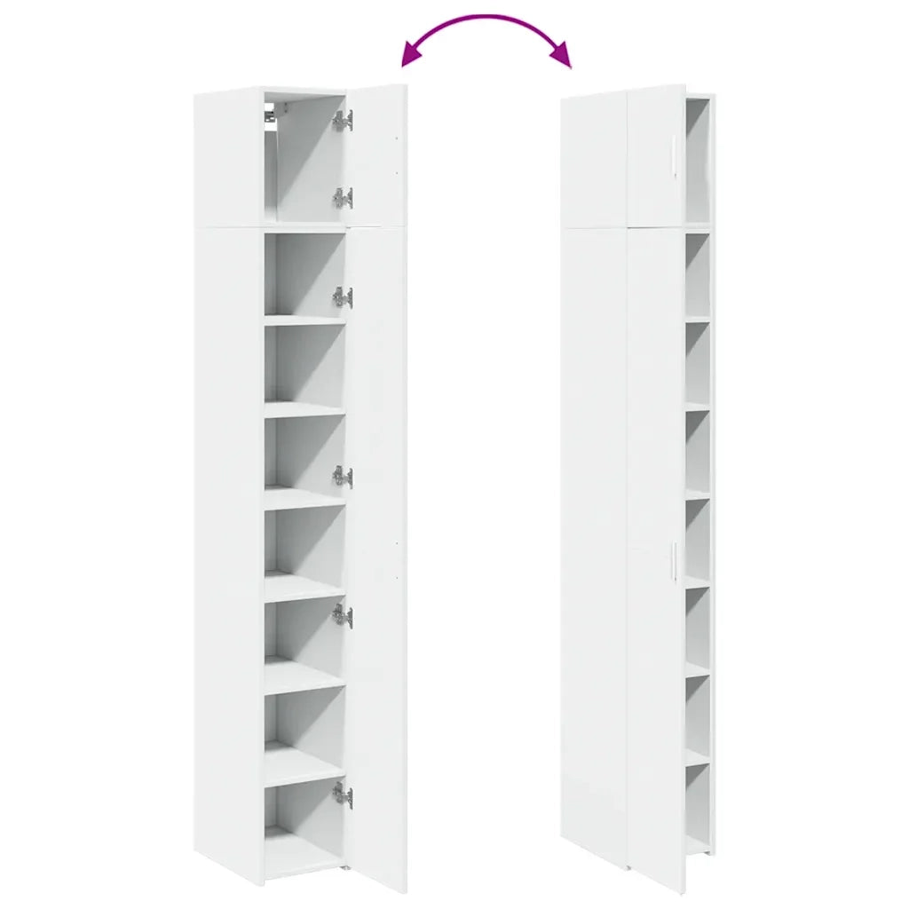 Mobile contenitore sottile 30 x 42,5 x 225 cm grande capacità organizzazione moderna legno composito bianco 02_0055546