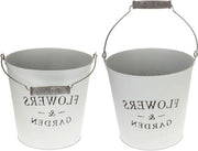 Set di contenitori per piante decorativi da 2 - zinco bianco - 18 cm - decorazione di giardino - metallo - contenitore per piante