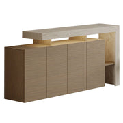Credenza in legno "Beliz" - 170 x 35 x 80 cm - Travertino / Rovere caldo