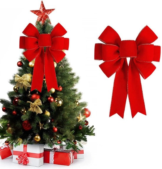 Decorazione natalizia, 1 pezzo di nastri rossi, grande, per albero di Natale, per porta, decorazione per la casa