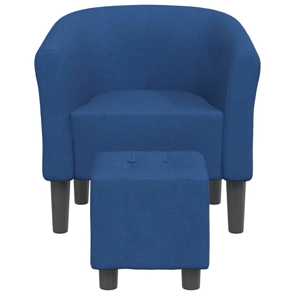Divano Sedia-Poltrona Cabriolet con Poggiapiedi Blu in Tessuto