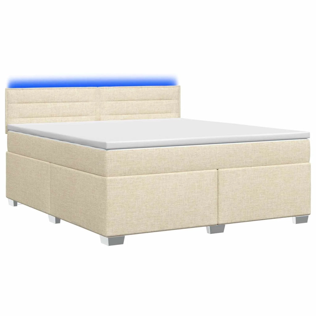 Letto con Box Spring, Materasso e LED Crema 140 x 190 cm 3451936