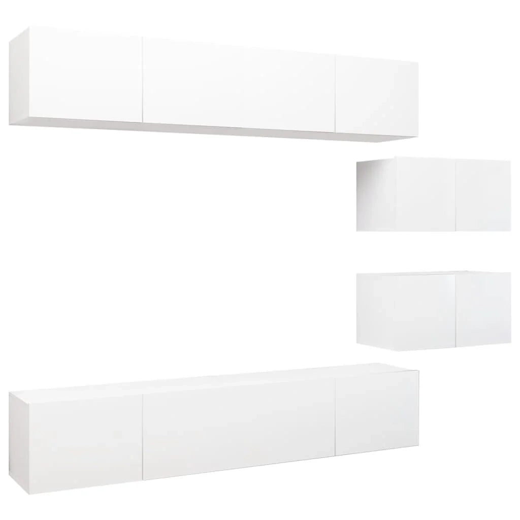 Set di mobili da 6 pezzi tra cui armadio credenza mobile TV televisore per soggiorno camera da letto salotto legno ingegnerizzato bianco 02_0024999