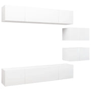 Set di mobili da 6 pezzi tra cui armadio credenza mobile TV televisore per soggiorno camera da letto salotto legno ingegnerizzato bianco 02_0024999
