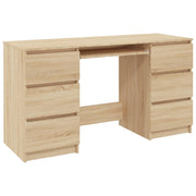 Scrivania tavolo postazione di lavoro mobile per computer studio rovere Sonoma 140 x 50 x 77 cm legno ingegnerizzato marrone 02_0023656