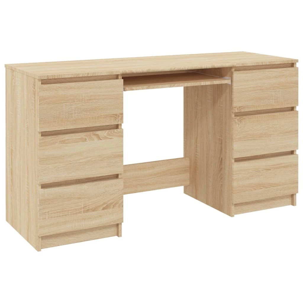 Scrivania tavolo postazione di lavoro mobile per computer studio rovere Sonoma 140 x 50 x 77 cm legno ingegnerizzato marrone 02_0023656