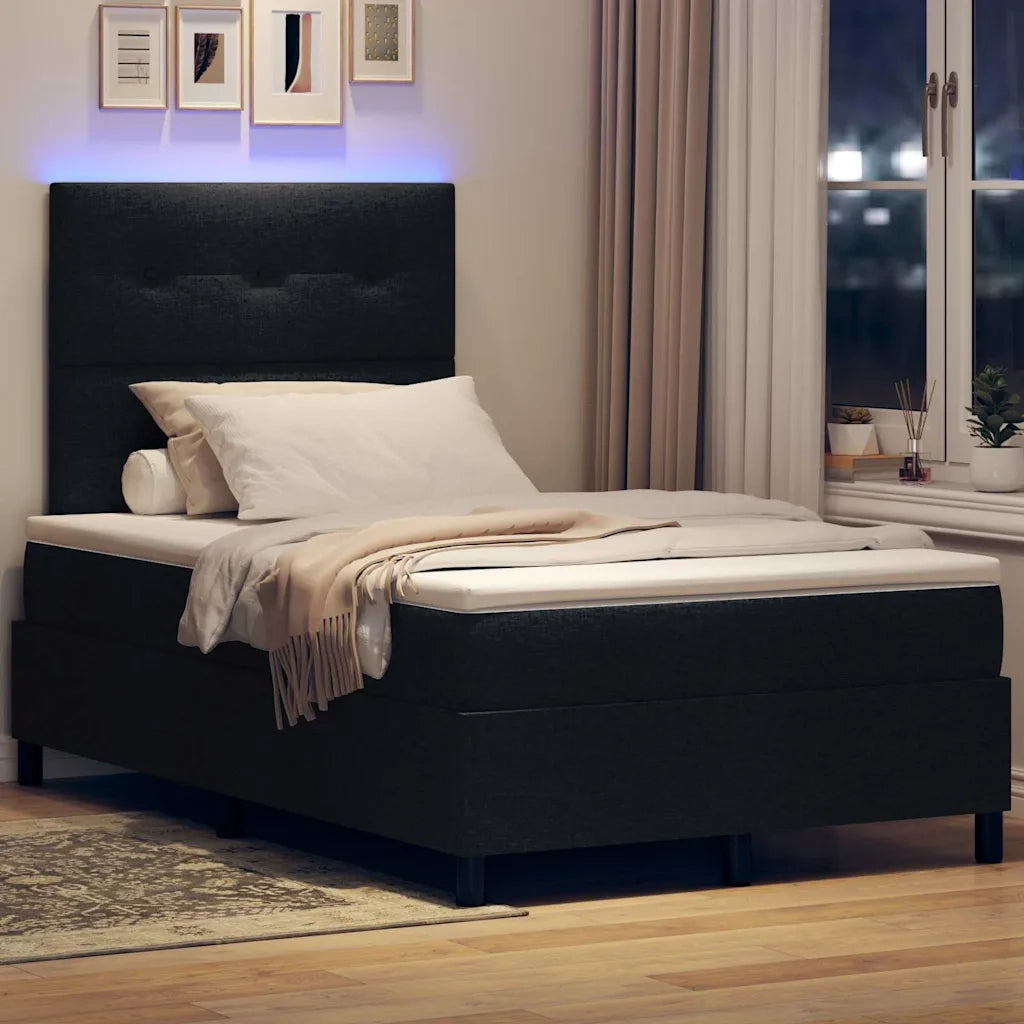 Letto a molle con materasso con led Nero 120 x 200 cm Tessuto 3342860