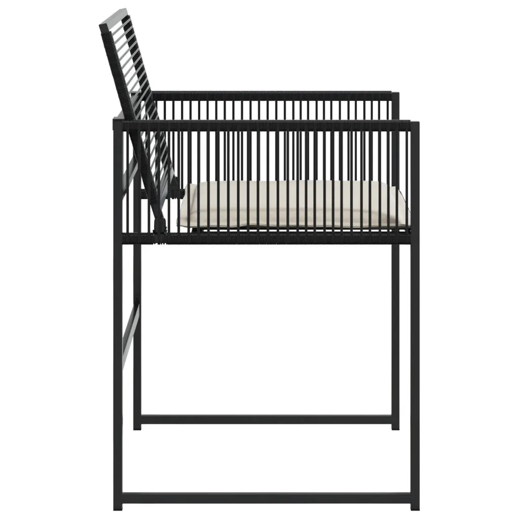 Sedie da Giardino con Cuscini 4 pz | Sedie da Esterno Nere in Polyrattan