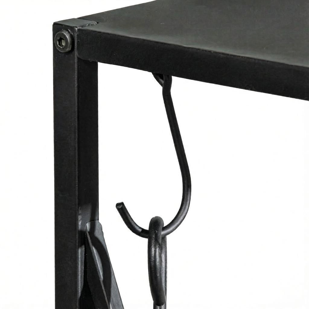 PORTA LEGNA DA CAMINO 34x34x111 cm Metallo Nero con 4 Accessori