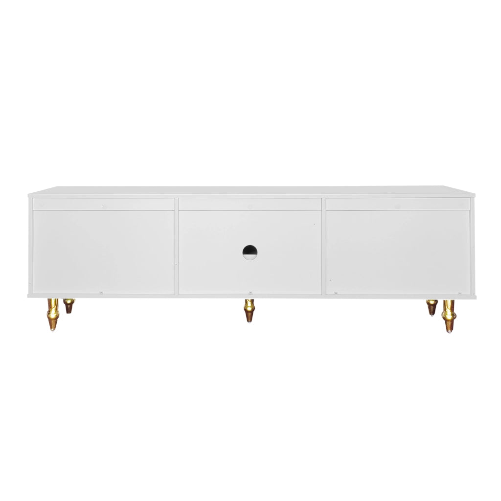 Mobile TV 175x38x55.5 cm; ante in PVC effetto rattan e cassetti push-to-open; truciolare bianco