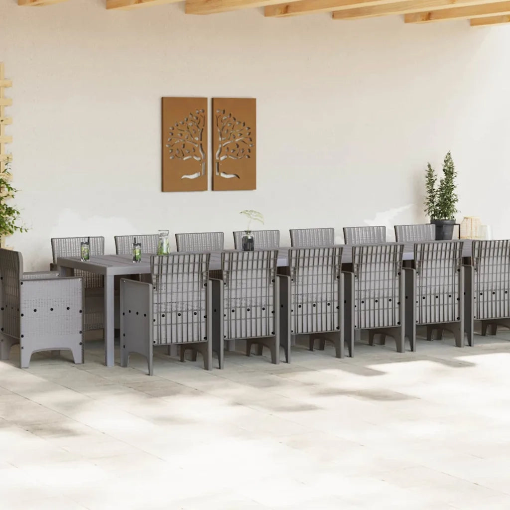 Set da pranzo da giardino con cuscini 17 pcs Grigio chiaro PP 3378667