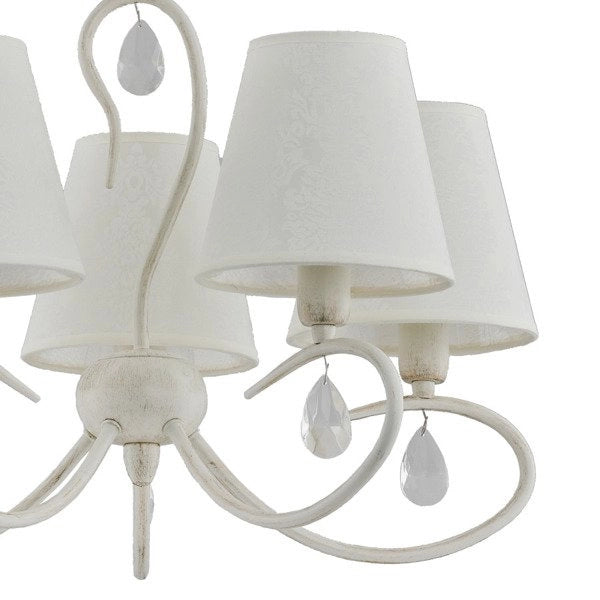Lampadario classico bianco cristalli 5xE14 Alfa BALI