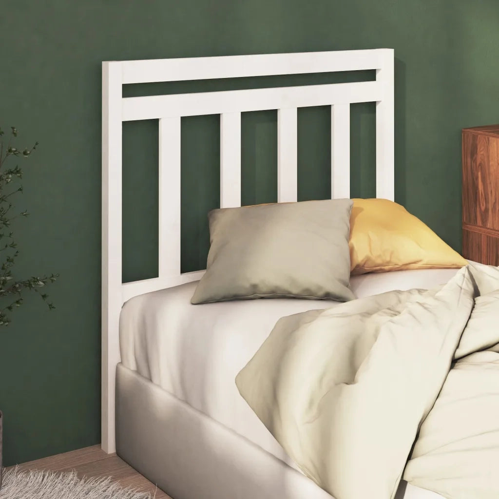Testiera per Letto Bianca 106x4x100cm in Legno Massello di Pino 814080