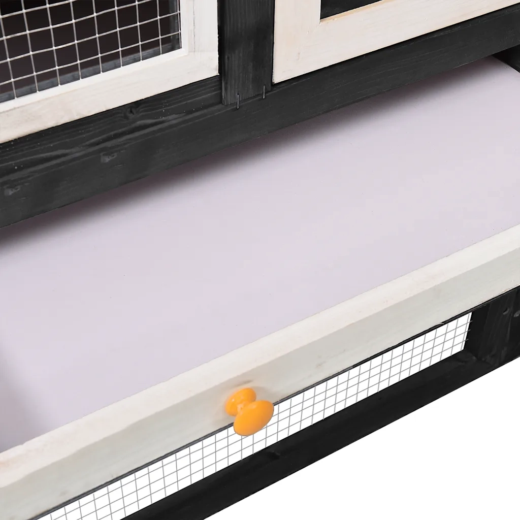 Conigliera Grigio e Bianco 140x63x120cm Legno Massello di Abete 170869