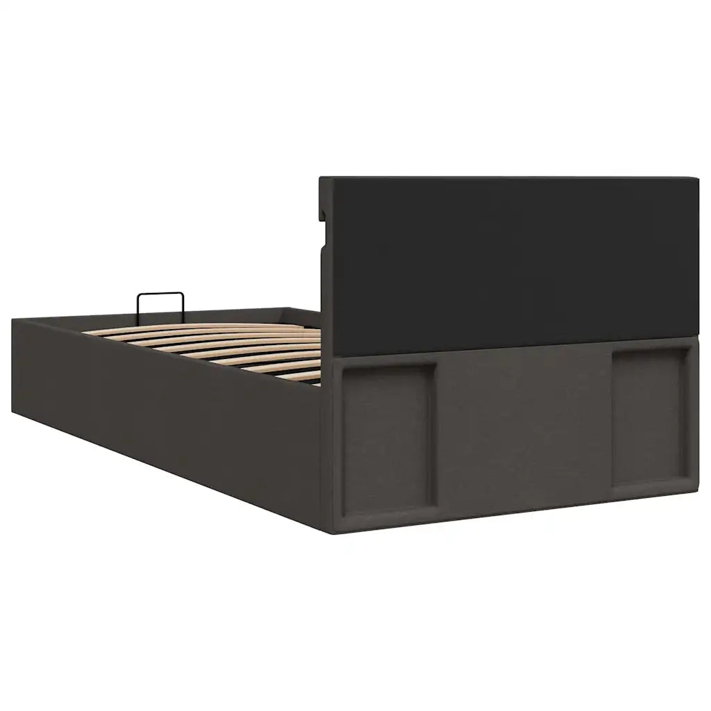 Giroletto con Contenitore e LED Grigio Scuro Tessuto 90x200 cm 285600