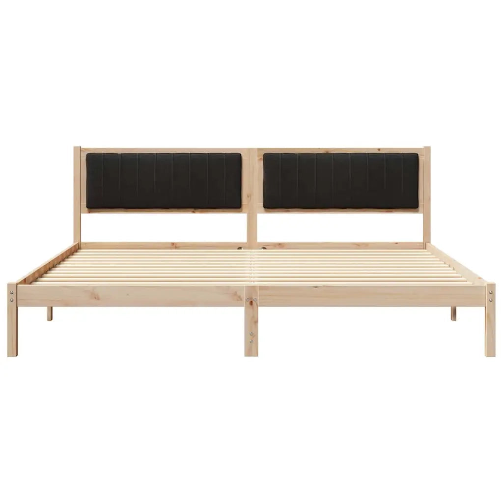Struttura del letto-Giroletto Nero 200 x 200 cm Pino massello 929989