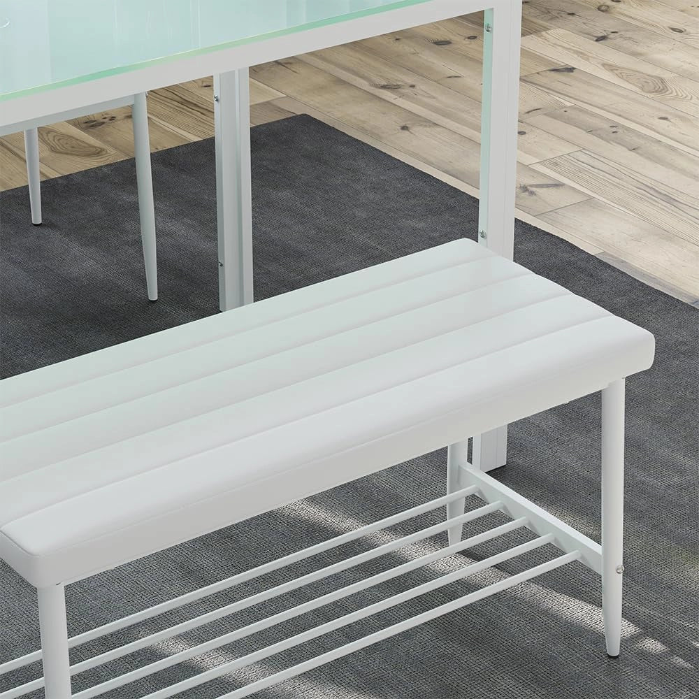 Panca Grand, Bianco, 85 x 35 cm, per l’utilizzo come set da pranzo in cucina o sala da pranzo