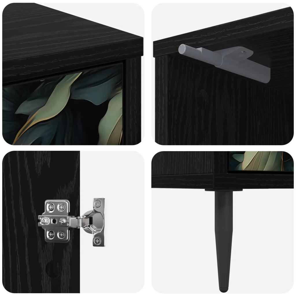 Armadio da Notte LOCHEM 2 pz Rovere Nero 36 x 33 x 51 cm 8007232