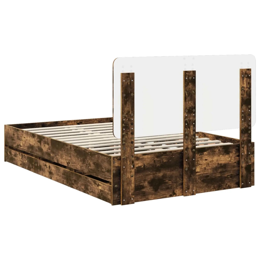 Struttura del letto con cassetto Rovere fumé 120 x 190 cm 3412620