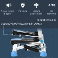 Stepper con Manubrio, Pedali Antiscivolo e Monitor LCD, in Acciaio e ABS, 55x44x108 cm, Bianco Nero e Bianco