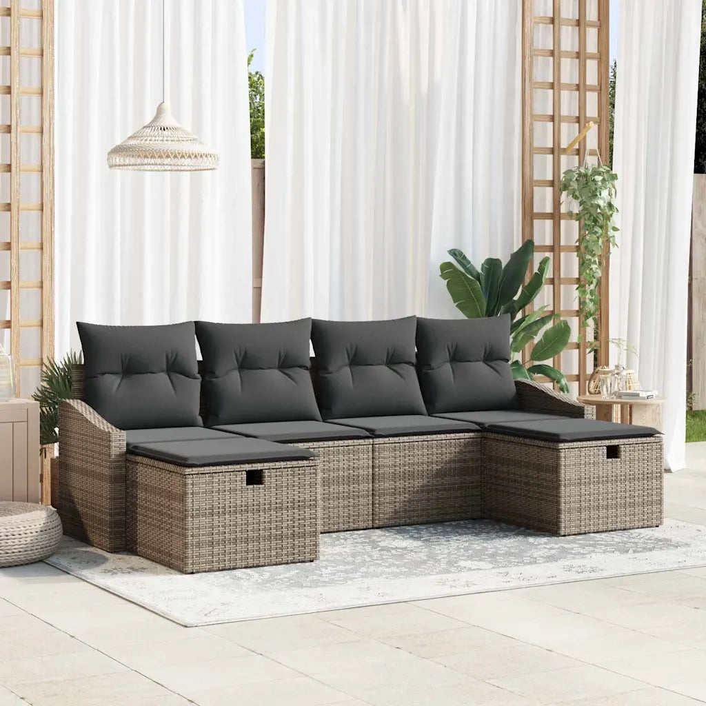 Set di divani con cuscino 6 pcs polyrattan