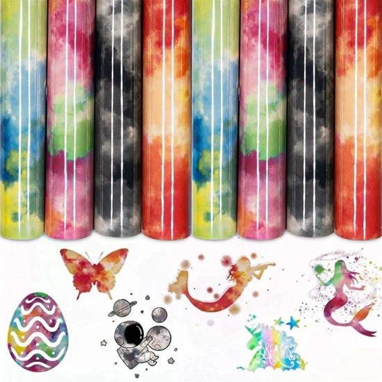 Vinile per trasferimento di calore 7 pezzi - 12x10 pollici - Vinile a colori arcobaleno - Trasferimenti di metallo - Progetti DIY - Disegni personalizzati - Foglio per stampe adesive