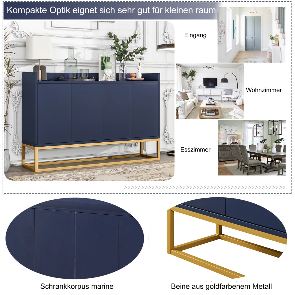 Credenza Moderna 4 Ante Senza Maniglie ¨C Xylo ¨C Blu Marino