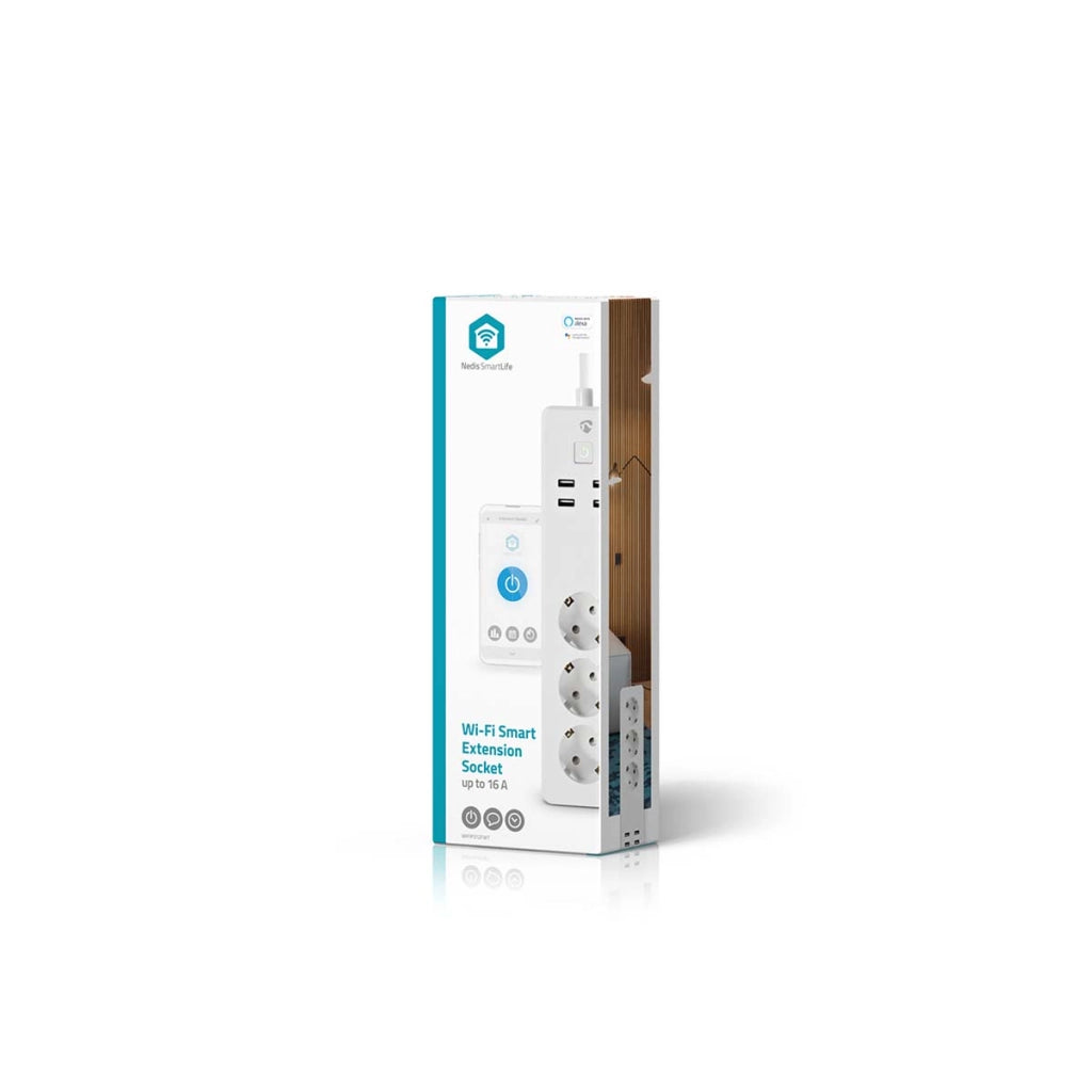 SmartLife Wi-Fi Connected Power Strip 3 uscite 16A 3680W con porte USB 1,8m Bianco Nedis