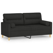 Divano | Divano da soggiorno | Sofa a 2 Posti con Cuscini Nero 140 cm in Tessuto