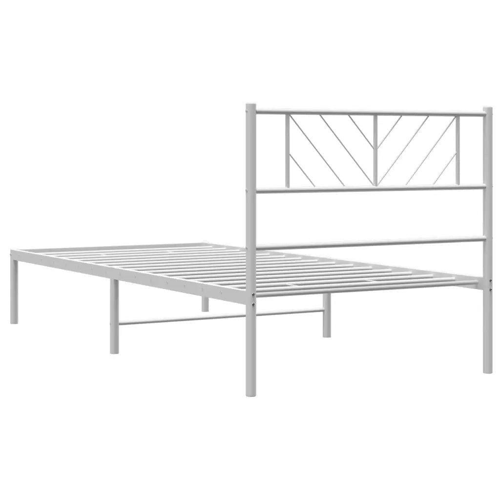 Giroletto con Testiera-Struttura Letto con testiera Metallo Bianco 90x190 cm 569624