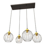 Lampada a sospensione Nando in acciaio nero e oro