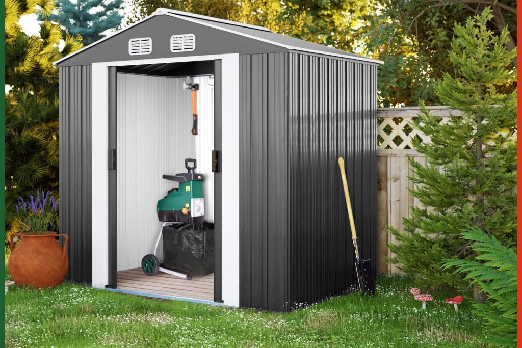 Capanno da Giardino XL 2m² Fondamenta 200x135x190cm Porta Scorrevole Rimessa per Attrezzi da Esterno 4m³