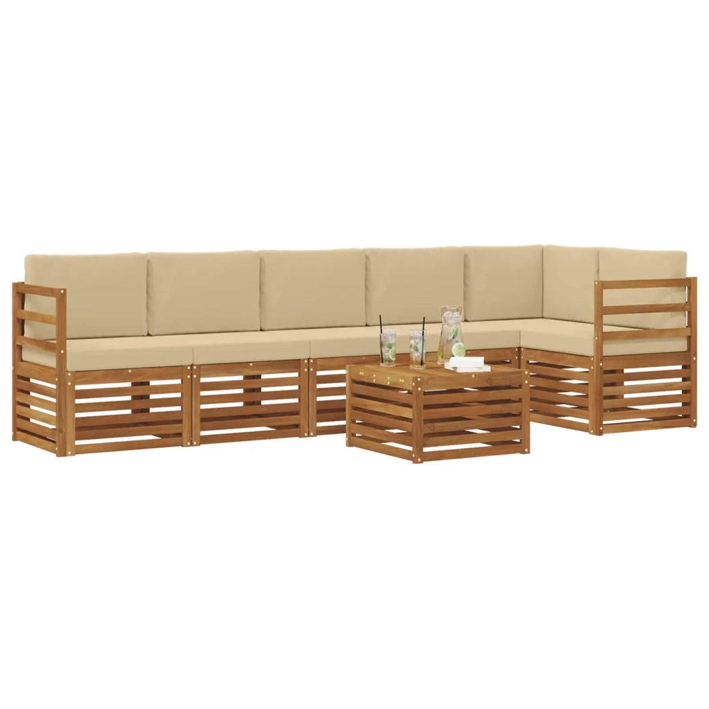 Set divano sezionale con cuscino 7 pcs Naturale e Beige 3374913