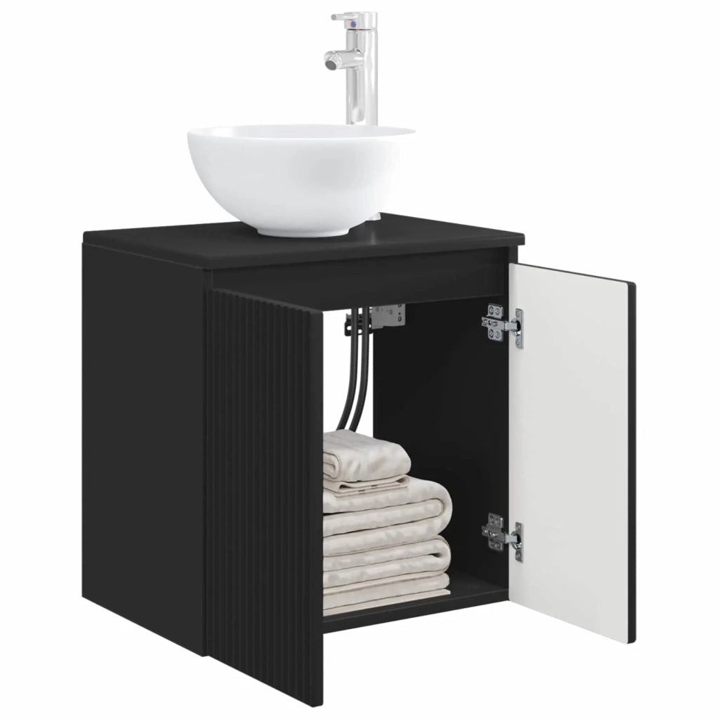 Mobile Lavabo da Parete Nero 49,5 x 41 x 64,5 cm