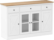 Armadio da cucina con piano di lavoro, credenza con cassetti e 2 ante, ripiani regolabili, armadio a buffet per sala da pranzo e soggiorno, 140 x 40 x 90 cm (bianco)