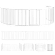 Recinto per Cani a 8 Pannelli Modulabili con Chiusura Automatica, in Acciaio e ABS, 61x3x75 cm, Bianco