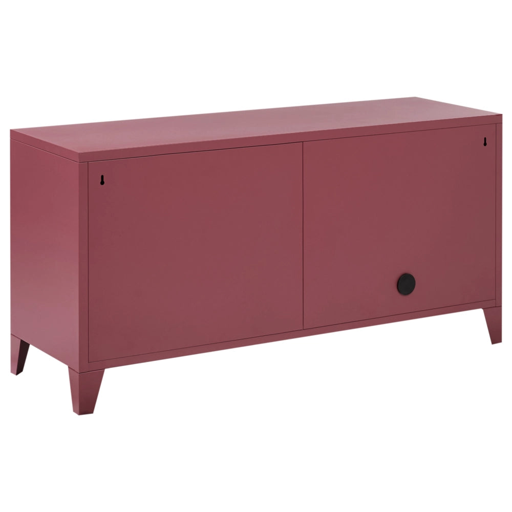 Credenza in acciaio a 3 ante con ripiani regolabili rosso scuro  mobile TV industriale home office
