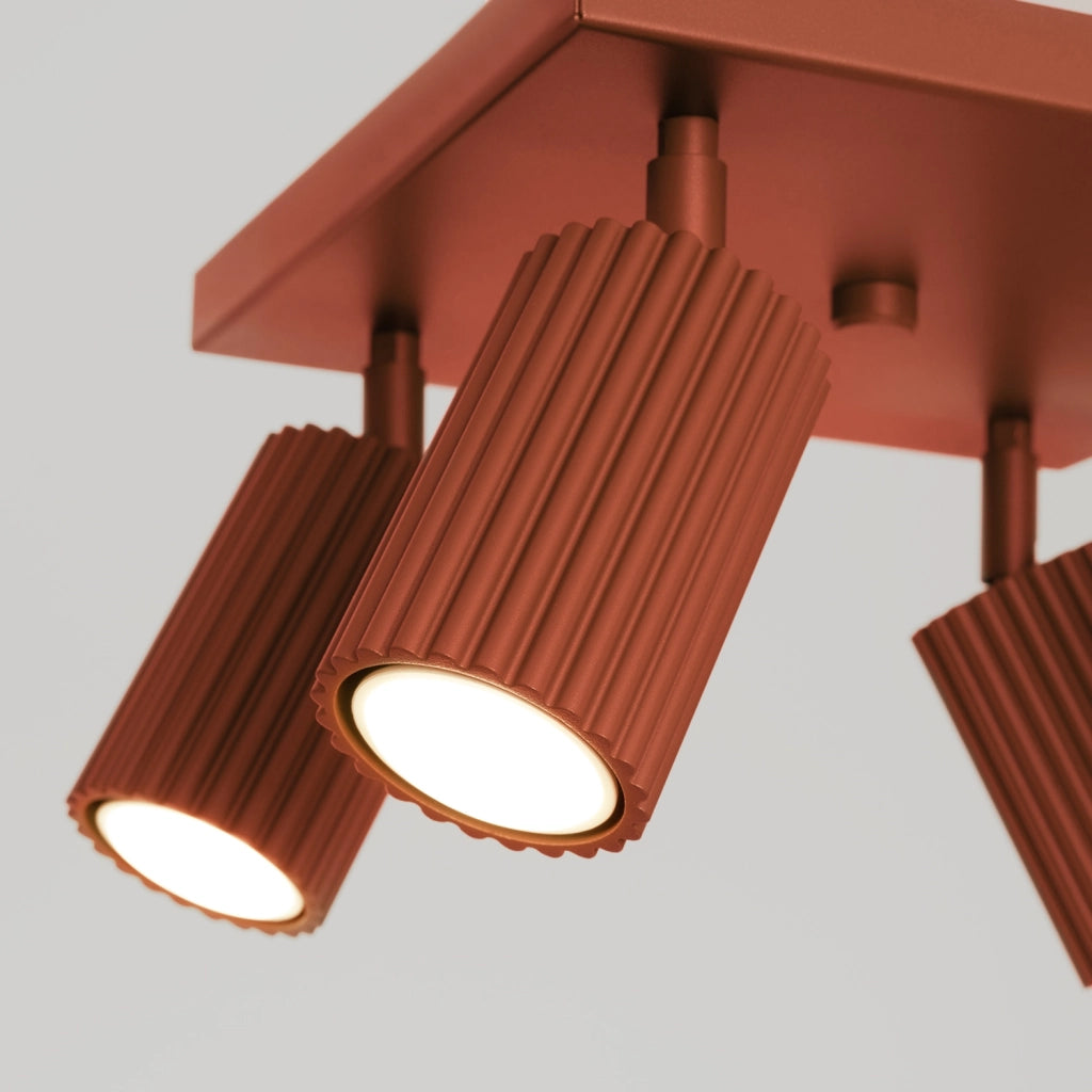 Plafoniera moderna quadrata 25 cm rossa 4xGU10 GRAVIO